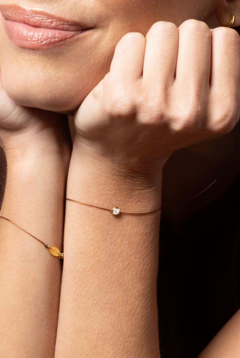 Pulsera hilo con diamante de 0.10ct en oro amarillo - Redline - 0++