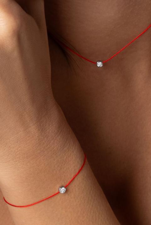 Pulsera hilo con diamante de 0.10ct en oro negro - Redline - 0++