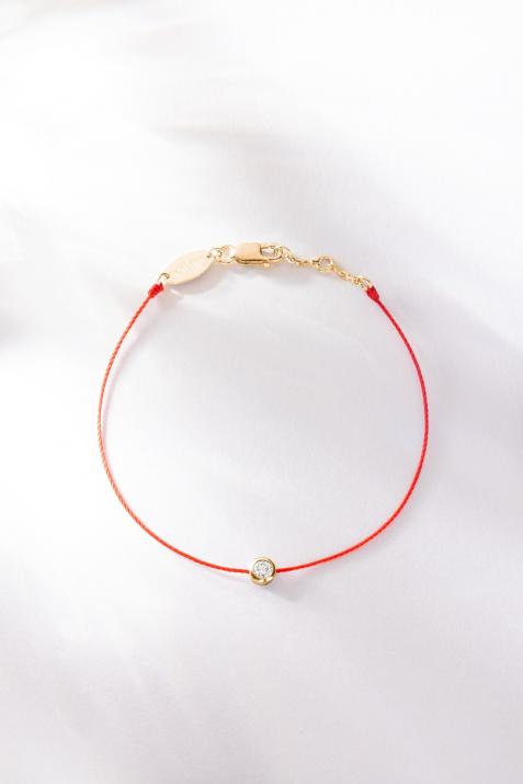 Pulsera hilo con diamante de 0.10ct en oro rosa - Redline - 0++