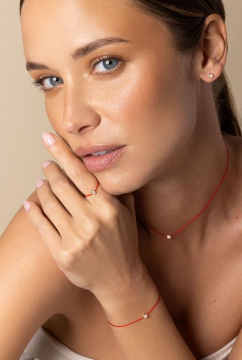 Pulsera hilo con diamante de 0.10ct en oro rosa - Redline - 0++
