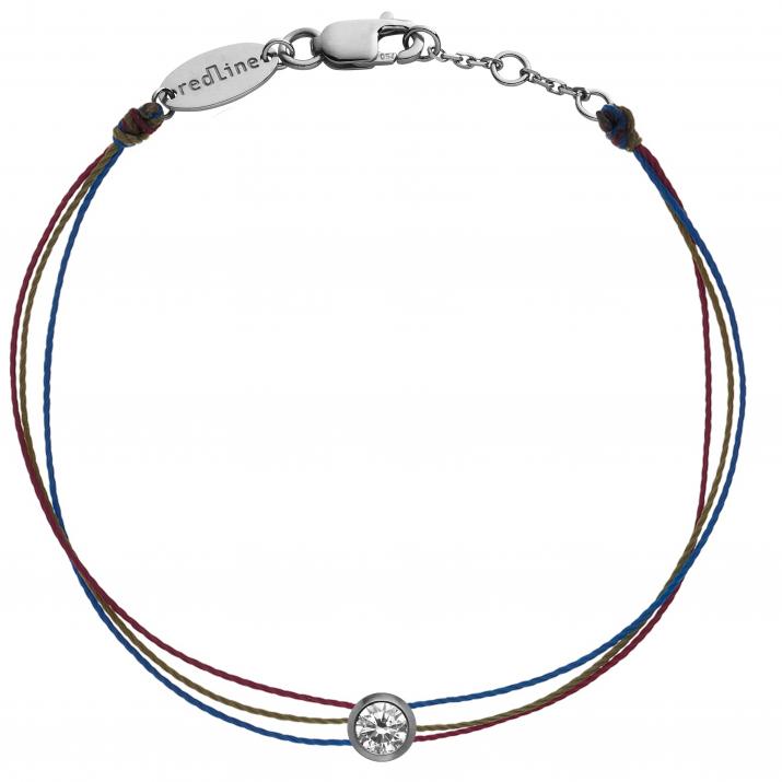 Mutli string bracelet with 0.1ct diamond in black gold bezel setting - Redline