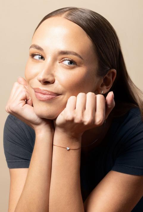 Pulsera en hilo con diamante de 0.20ct en oro blanco - Redline - 0++