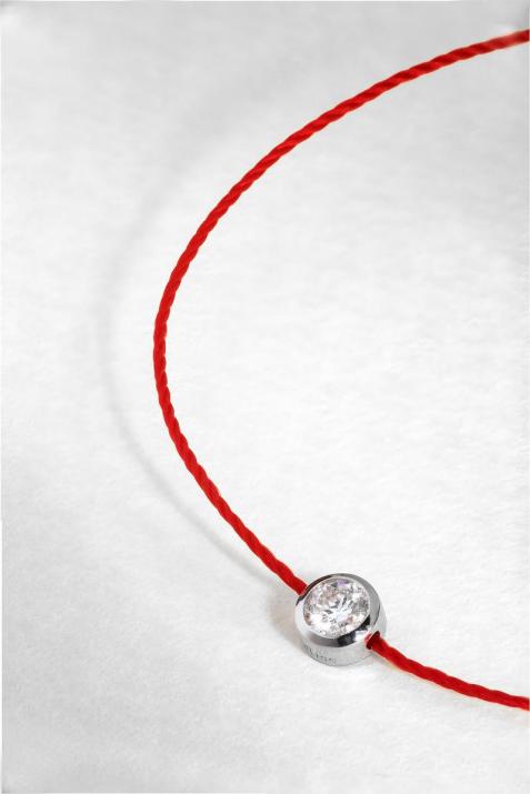 Pulsera hilo con diamante de 0.10ct en oro blanco - Redline - 0++