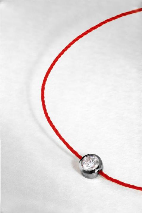 Pulsera hilo con diamante de 0.10ct en oro negro - Redline - 0++