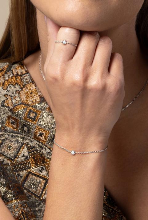 Pulsera cadena con diamante de 0.10ct en oro blanco - Redline - 0++