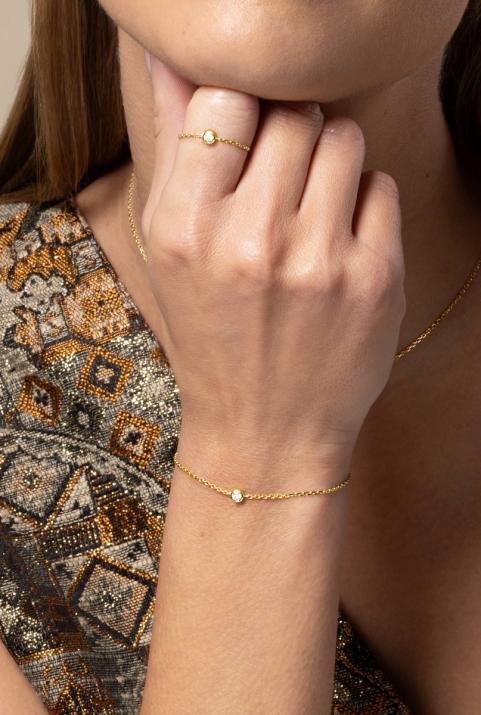 Pulsera cadena con diamante de 0.10ct en oro amarillo - Redline - 0++