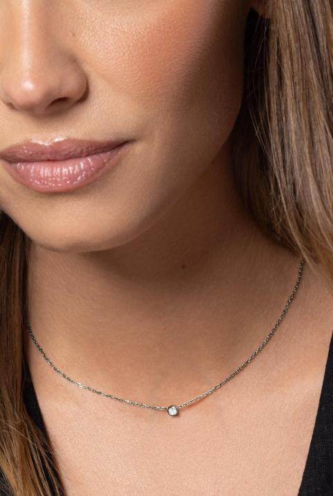 Collar cadena con diamante de 0.10ct en oro negro - Redline - 0++