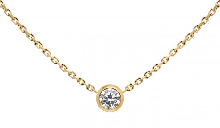 Chain necklace with 0.1ct diamond in yellow gold bezel setting - Redline - 0++