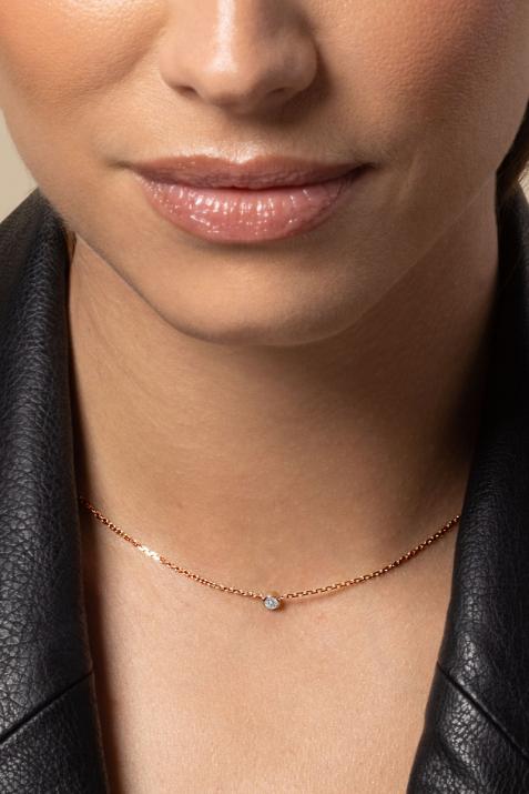 Collar cadena con diamante de 0.10ct en oro rosa - Redline - 0++