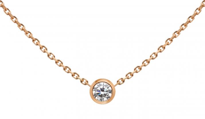 Collar cadena con diamante de 0.10ct en oro rosa - Redline - 0++