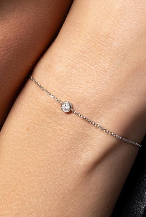 Pulsera en cadena con diamante de 0.20ct en oro blanco - Redline - 0++