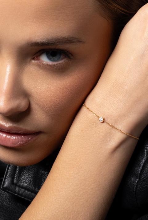 Pulsera en cadena con diamante de 0.20ct en oro rosa - Redline - 0++