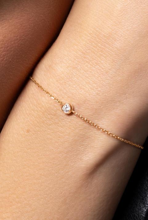 Pulsera en cadena con diamante de 0.20ct en oro rosa - Redline - 0++