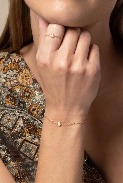 Pulsera en cadena con diamante de 0.20ct en oro rosa - Redline - 0++