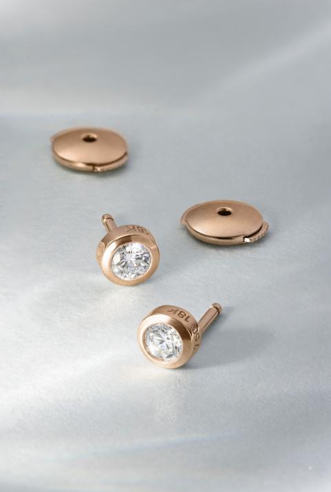 Pendientes con 2 diamantes de 0.20ct en oro rosa - Redline - 0++