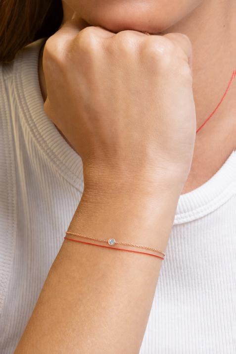 Chain bracelet with 0.1ct diamond in rose gold bezel setting - Redline - 0++