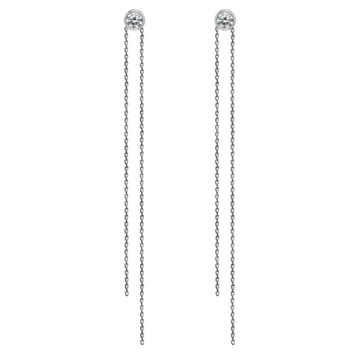 Pendientes colgantes de cadena de oro blanco puro con diamante puro y cadena - Redline