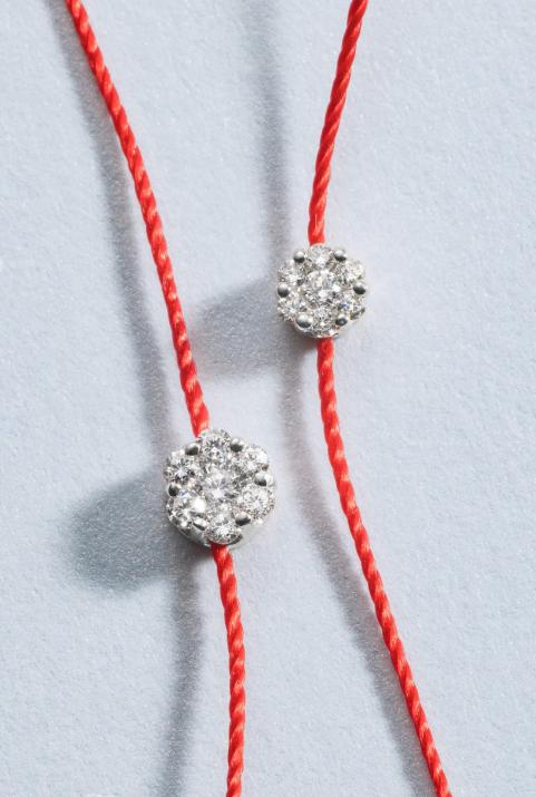 Pulsera en hilo con diamante de 0.10ct en oro blanco - Redline - 0++