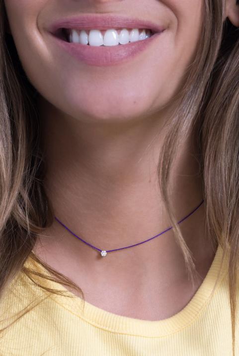 Collar de hilo para mujer con diamante de 0.05ct en oro rosa - Redline - 0++