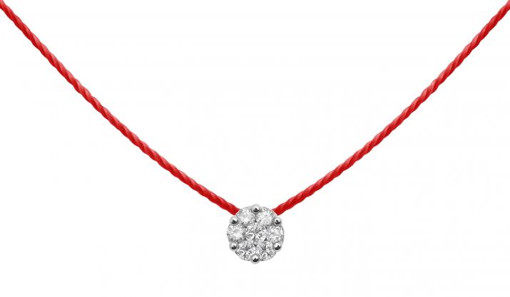 Collar de hilo para mujer con diamante de 0.05ct en oro blanco  - Redline - 0++
