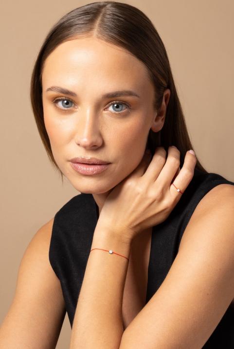 Pulsera en hilo con diamante de 0.10ct en oro negro - Redline - 0++