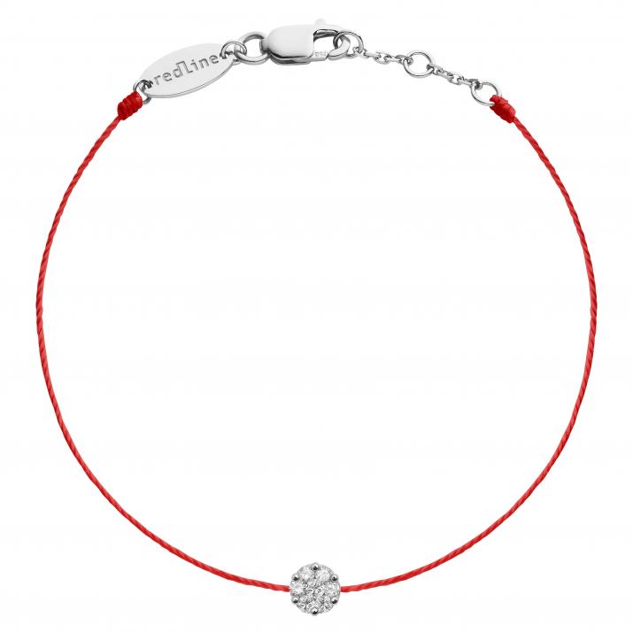 Pulsera en hilo con diamante de 0.10ct en oro blanco - Redline - 0++
