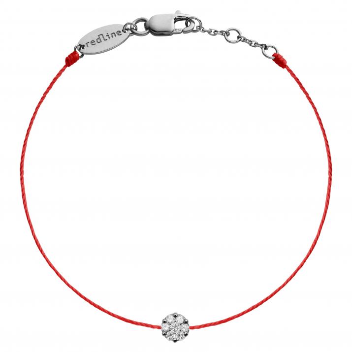 Pulsera en hilo con diamante de 0.10ct en oro negro - Redline - 0++