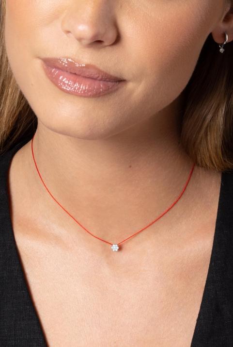 Collar en hilo con diamante de 0.10ct en oro blanco - Redline - 0++