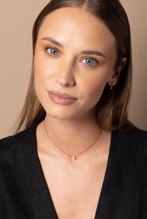 Collar en hilo con diamante de 0.10ct en oro blanco - Redline - 0++