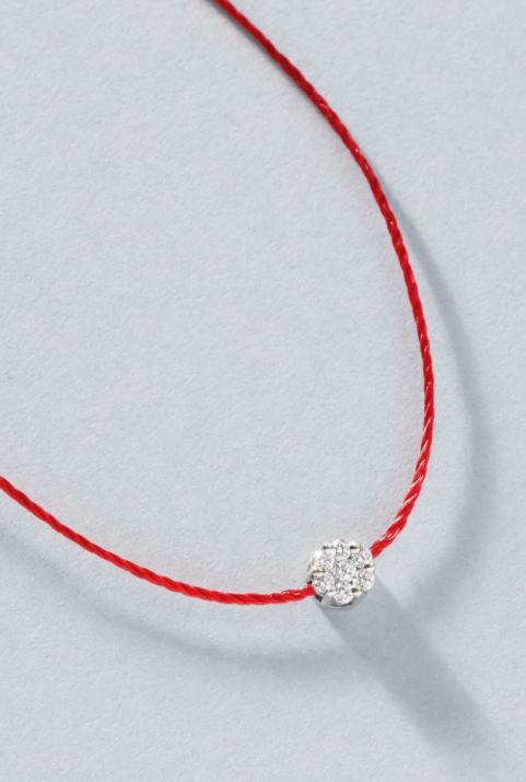 Collar en hilo con diamante de 0.10ct en oro blanco - Redline - 0++