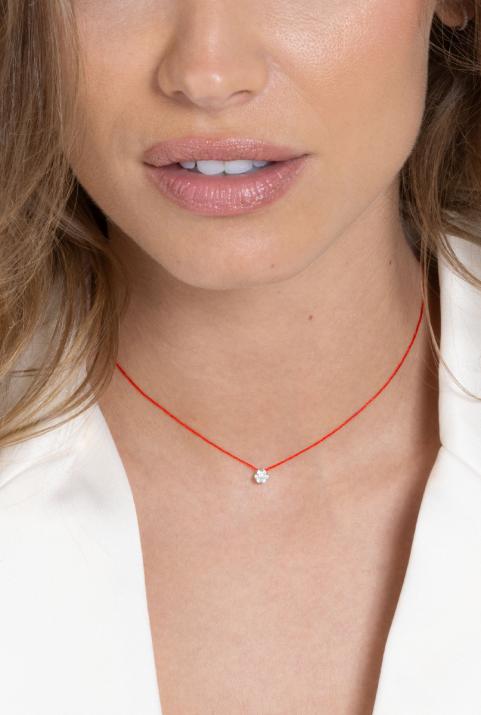 Collar en hilo con diamante de 0.10ct en oro blanco - Redline - 0++