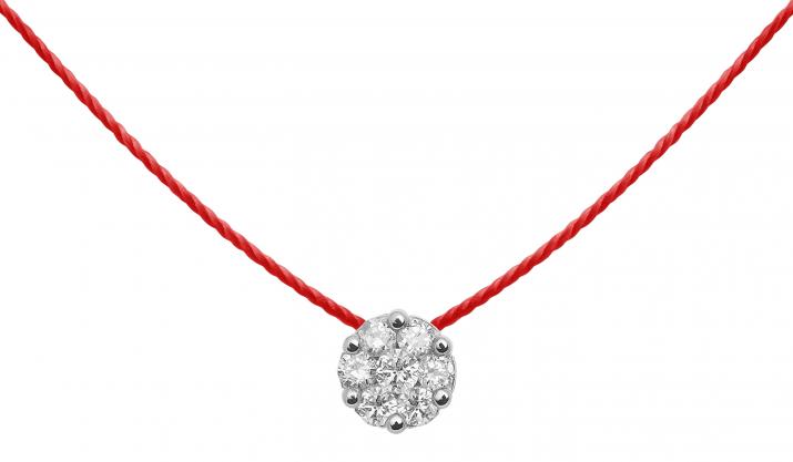 Collar en hilo con diamante de 0.10ct en oro blanco - Redline - 0++