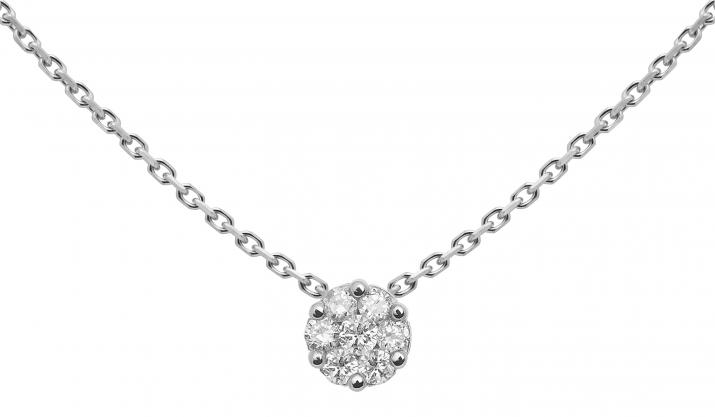Collar en cadena con diamante de 0.10ct en oro blanco - Redline - 0++