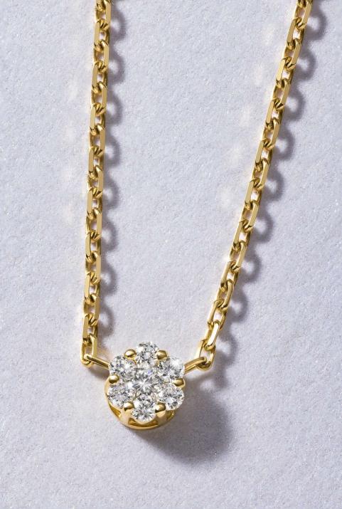 Collar en cadena con diamante de 0.10ct en oro amarillo - Redline - 0++