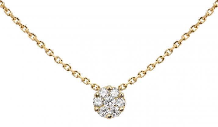 Collar en cadena con diamante de 0.10ct en oro amarillo - Redline - 0++