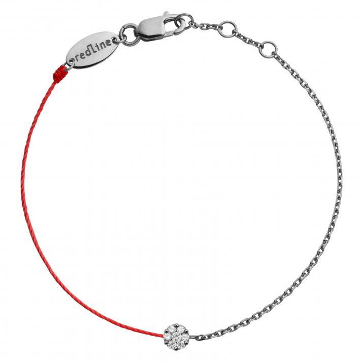 Pulsera en hilo y cadena con 0.5ct de diamantes en oro negro - Redline - 0++