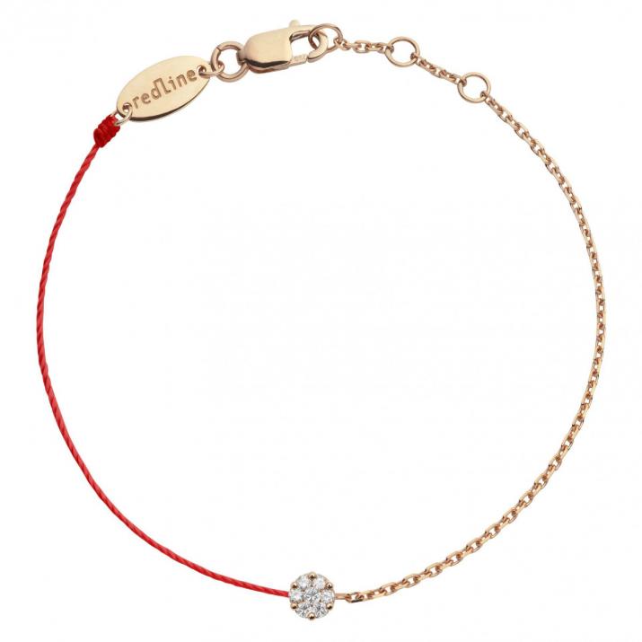 Pulsera en hilo y cadena con 0.5ct de diamantes en oro rosa - Redline - 0++