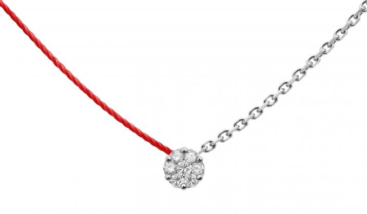 Collar de hilo y cadena para mujer con diamante de 0.05ct en oro blanco - Redline - 0++