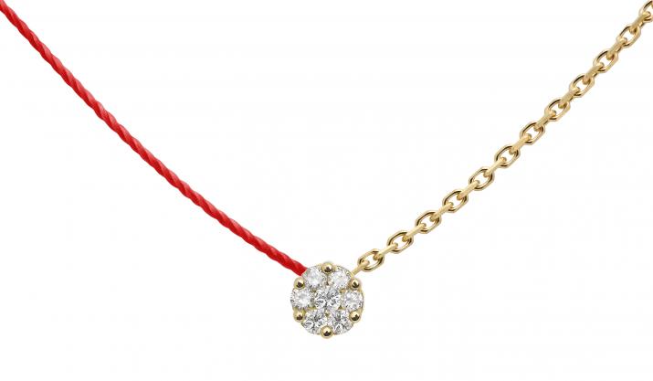 Collar de hilo y cadena para mujer con diamante de 0.05ct en oro amarillo - Redline - 0++