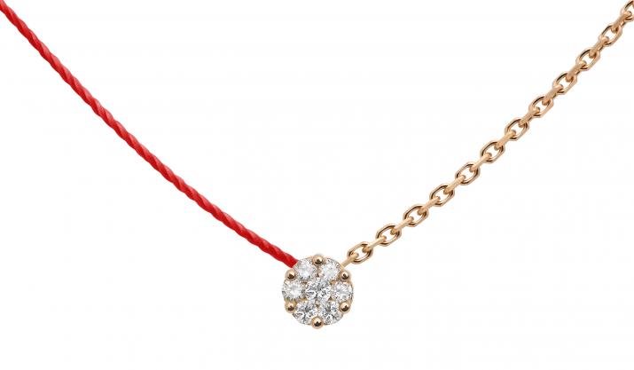 Collar de hilo y cadena para mujer con diamante de 0.05ct en oro rosa - Redline - 0++