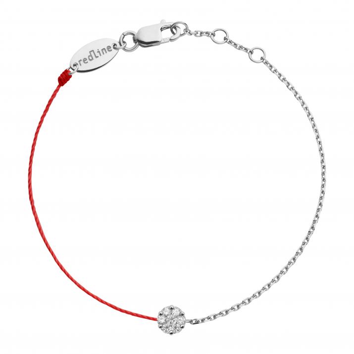 Pulsera en hilo y cadena con diamante de 0.10ct en oro blanco - Redline - 0++
