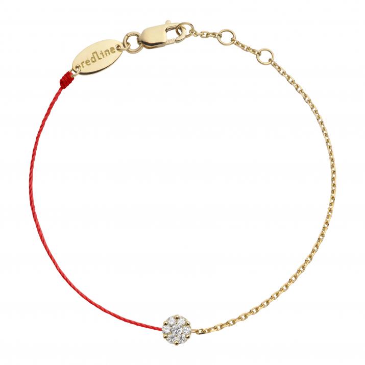 Pulsera en hilo y cadena con diamante de 0.10ct en oro amarillo - Redline