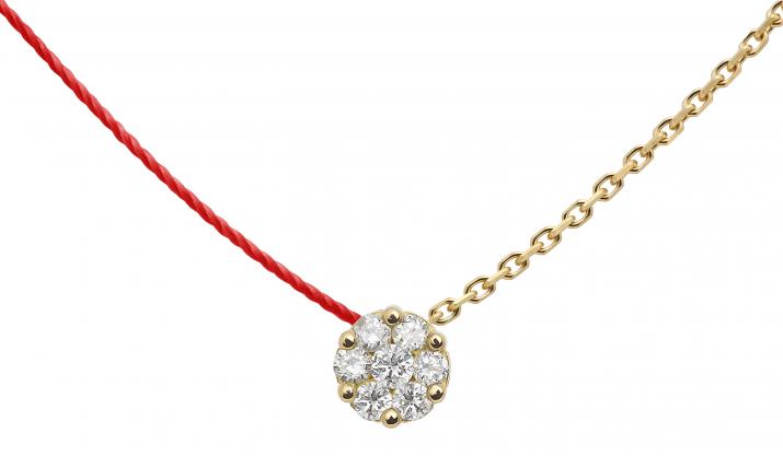 Collar en hilo y cadena con diamante de 0.10ct en oro amarillo - Redline