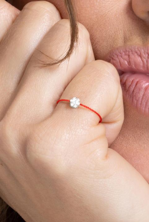 Anillo de hilo para mujer con diamante de 0.5ct en oro blanco - Redline - 0++