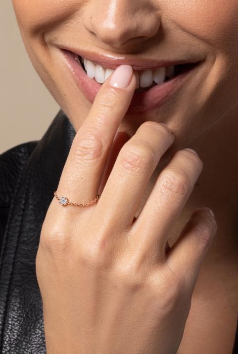 Anillo de cadena para mujer con diamante de 0.5ct en oro rosa - Redline - 0++