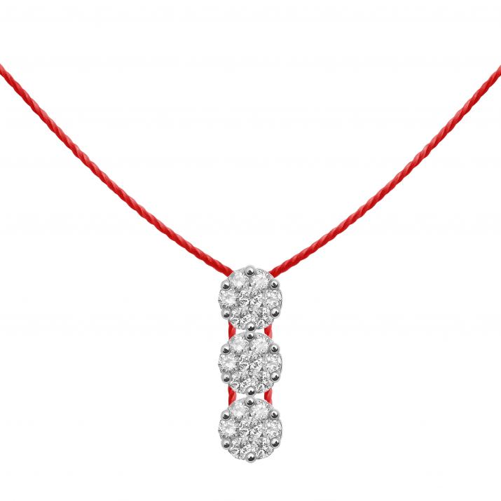 Collar en hilo con 3 diamantes 0.30ct en oro blanco - Redline - 0++