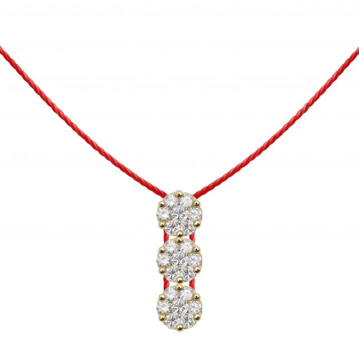 Collar en hilo con 3 diamantes 0.30ct en oro amarillo - Redline - 0++