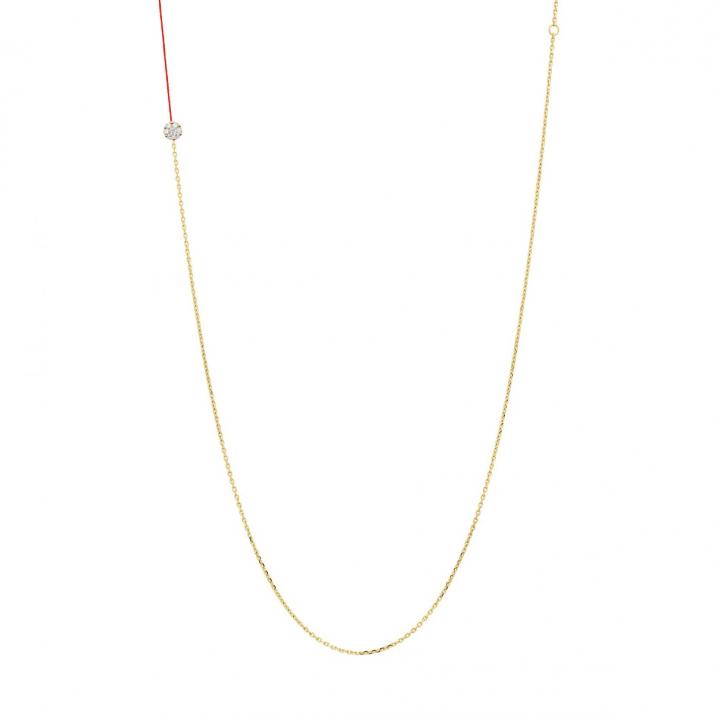Collar largo en hilo y cadena con diamante de 0.5ct en oro amarillo - Redline - 0++