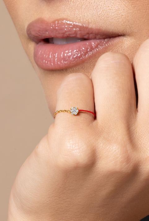 Anillo de hilo para mujer con diamante de 0.5ct en oro amarillo - Redline - 0++