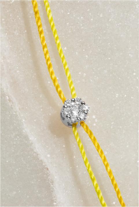 Pulsera hilo twins para mujer con 0.5ct de diamantes en oro blanco  - Redline - 0++